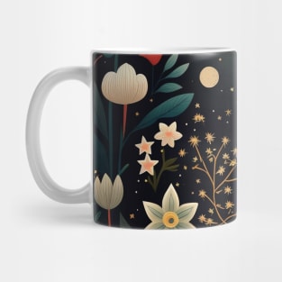 13. Celestial Bohemian Flowers Aesthetic Design Stars Moon Floral Cosmic Pattern Mug